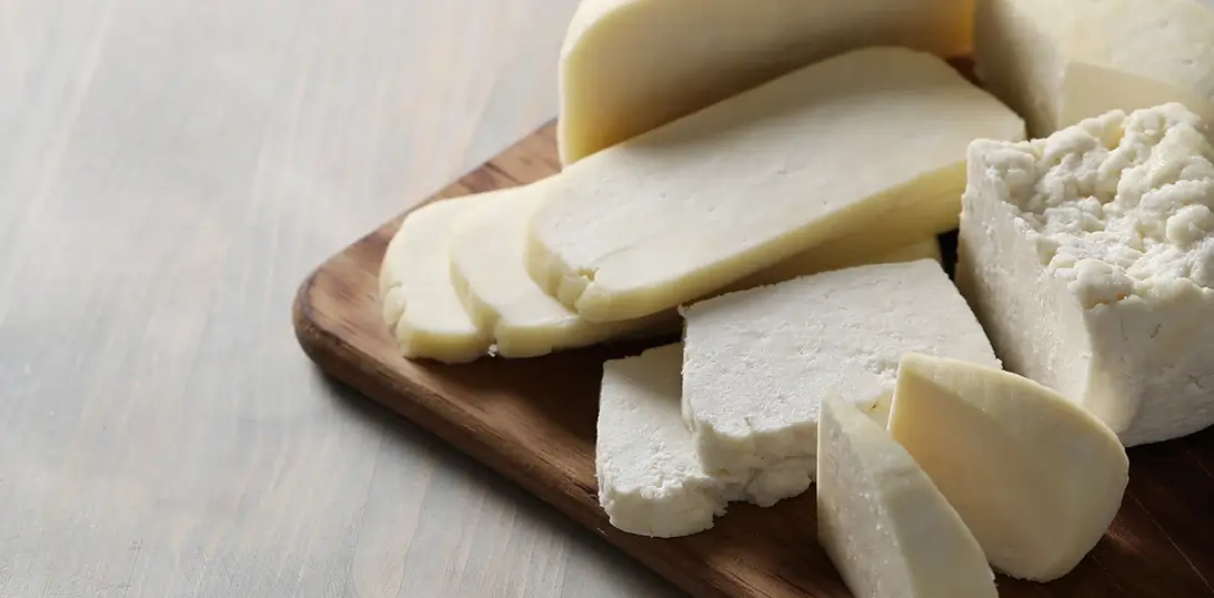 fresh cheese on a cheese board